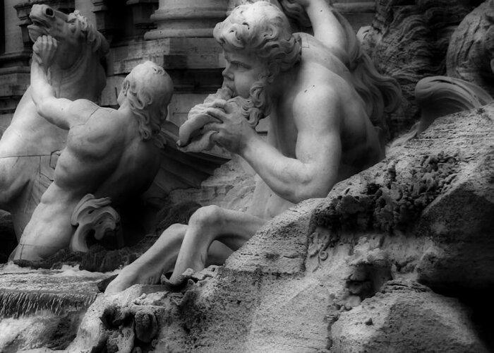 Trevi Fountain Greeting Card featuring the photograph Trevi Fountain Detail 2 by Andrew Fare