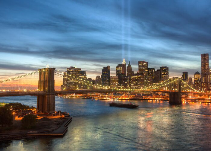 Clarence Holmes Greeting Card featuring the photograph Tribute in Light I by Clarence Holmes