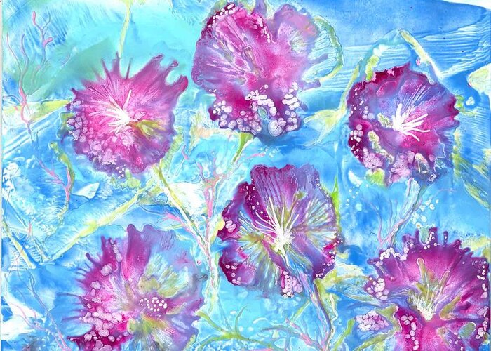 Encaustic Greeting Card featuring the painting Tribute with Flora by Heather Hennick