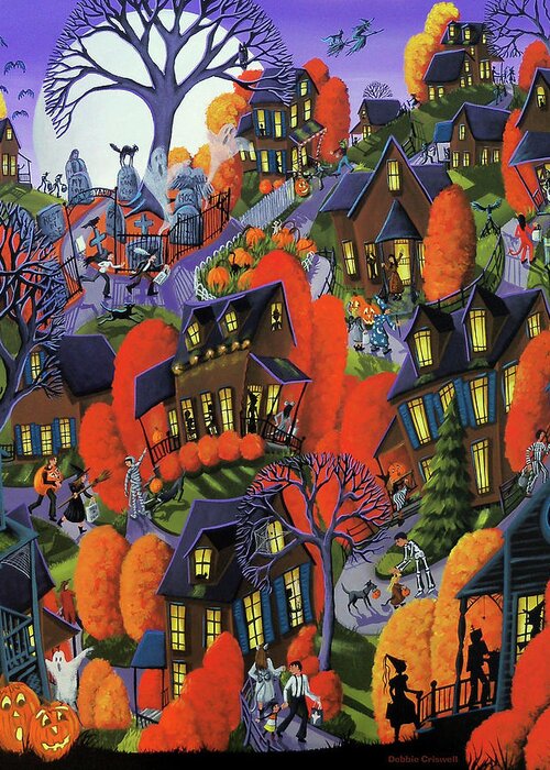 Halloween Greeting Card featuring the painting Trick Or Treat Halloween 2018 by Debbie Criswell