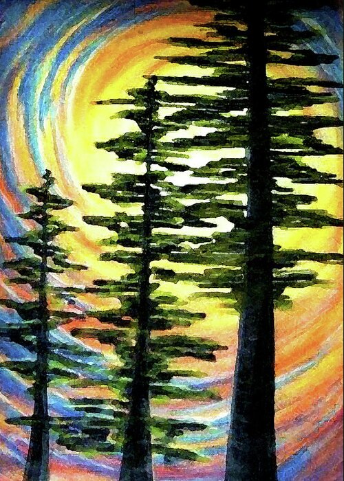 Cedars Greeting Card featuring the painting Trinity by Pam Ellis