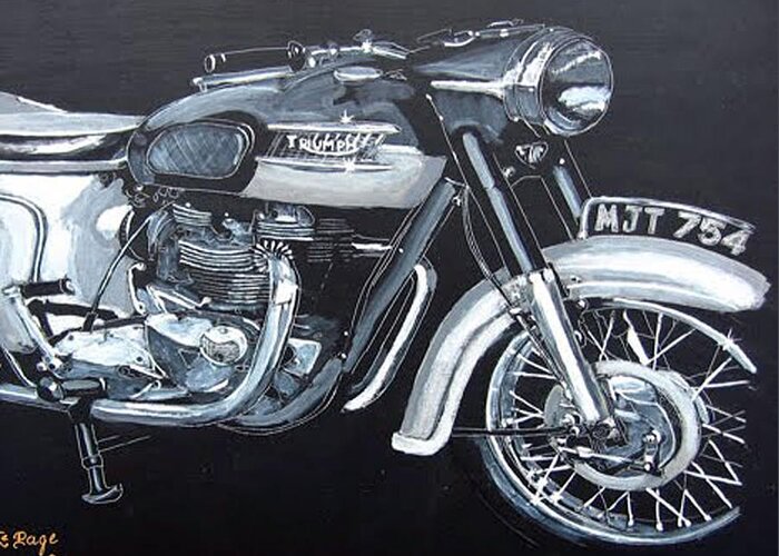 Triumph Thunderbird Greeting Card featuring the painting Triumph Thunderbird by Richard Le Page