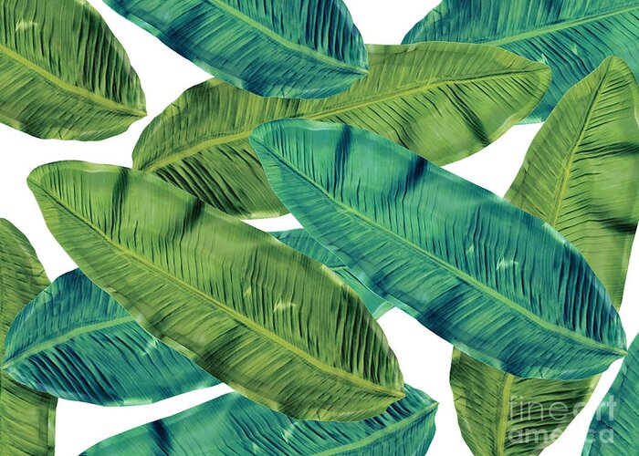Tropical Leaves.nature Design Greeting Card featuring the painting Tropical Leaves 7 by Mark Ashkenazi