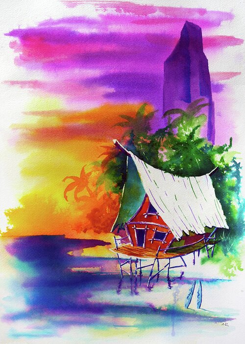 Water Greeting Card featuring the painting Tropic Life 7 by Nelson Ruger