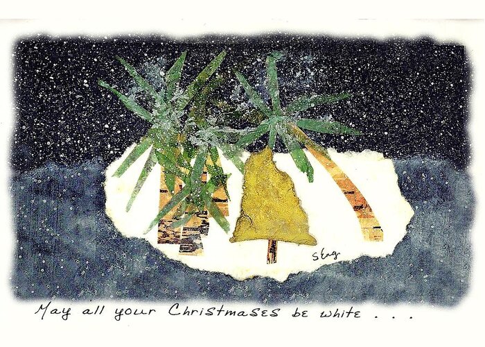 Landscape Greeting Card featuring the mixed media Tropical White Christmas Wishes by Sharon Williams Eng