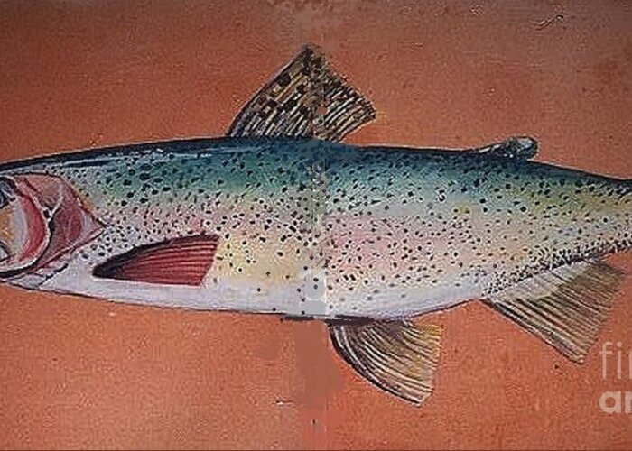 Fishing Sweet Water Fush Greeting Card featuring the painting Trout by Andrew Drozdowicz