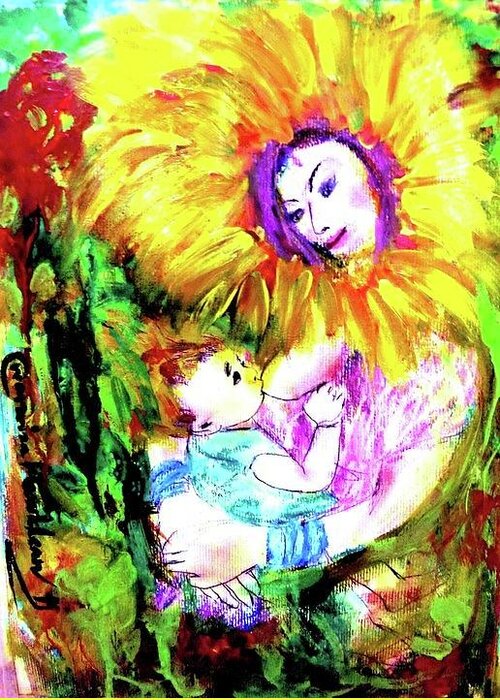 I Hope My Art Can Remind You Of The True Love You Received From Your Mother Greeting Card featuring the painting True love by Wanvisa Klawklean