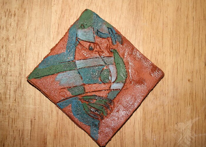 Jesus Greeting Card featuring the ceramic art True Shepherd - tile by Gloria Ssali