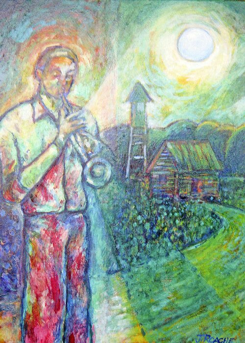 House Greeting Card featuring the painting Trumpet Man by Joe Roache