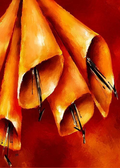 Trumpets Greeting Card featuring the painting Trumpets by Brenda Bryant