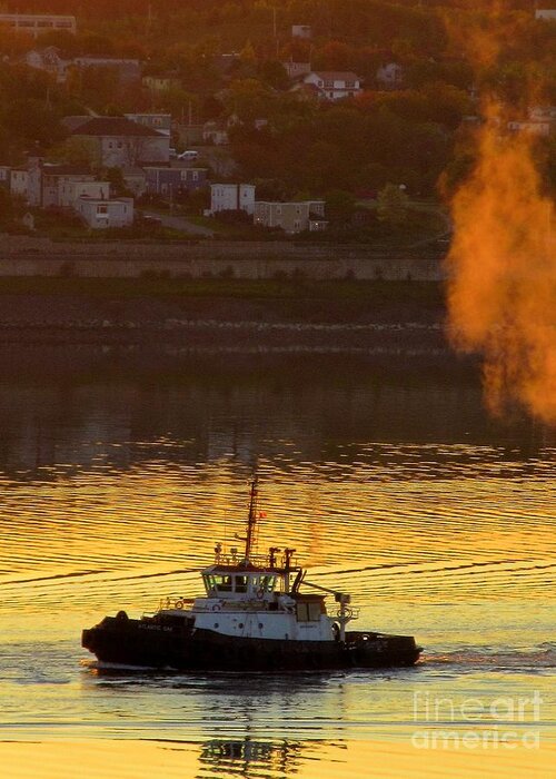 Tug Greeting Card featuring the photograph Tug in the Morning Quiet by John Malone