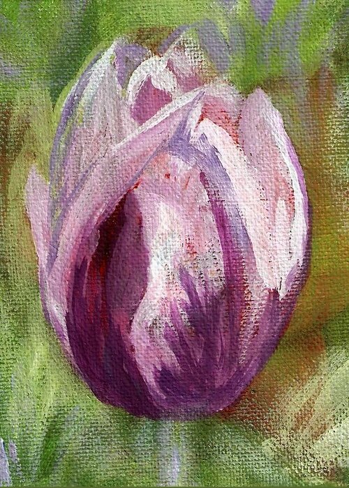 Tulip Greeting Card featuring the painting Tulip by Deb Stroh-Larson
