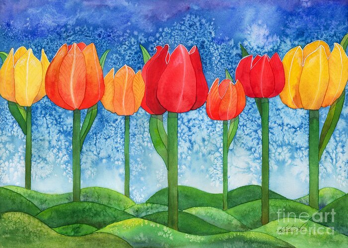 Artoffoxvox Greeting Card featuring the painting Tulip Trees Watercolor by Kristen Fox