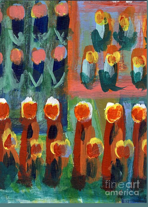 Tulips Greeting Card featuring the painting Tulips by Jan Daniels