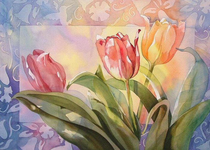 Tulips Greeting Card featuring the painting Tulips by Marlene Gremillion