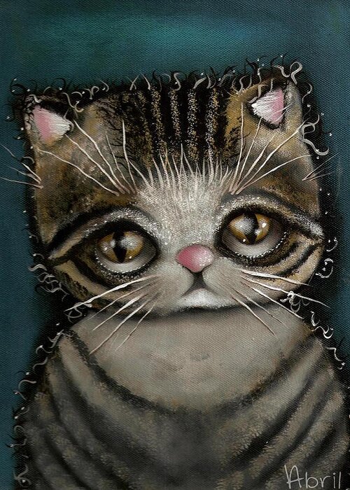 Kittie Cat Greeting Card featuring the painting Tully by Abril Andrade