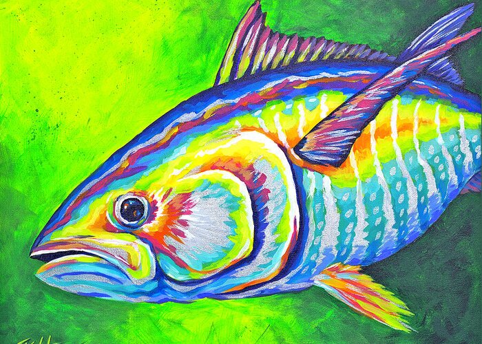 Tuna Greeting Card featuring the painting Tuna by Tish Wynne