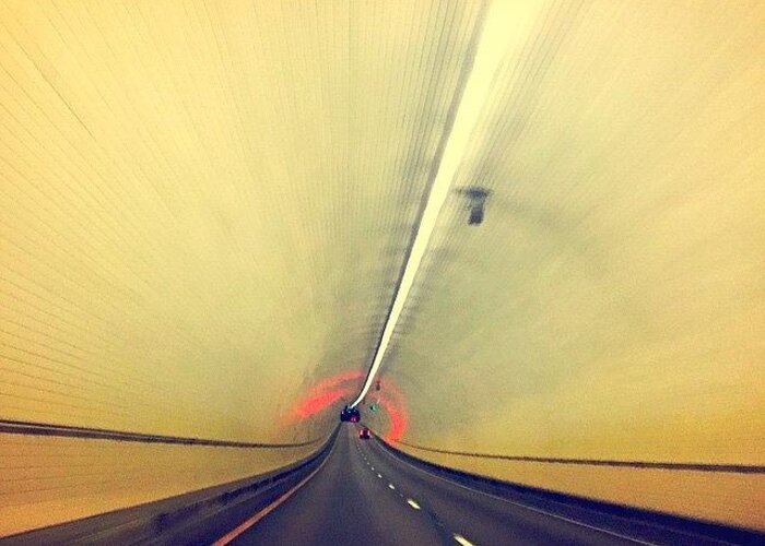 Tunnel Greeting Card featuring the photograph #tunnel #mobile #travel #road by Joan McCool