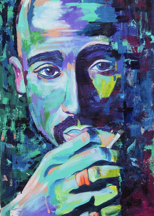 Tupac Greeting Card featuring the painting Tupac by Janice Westfall