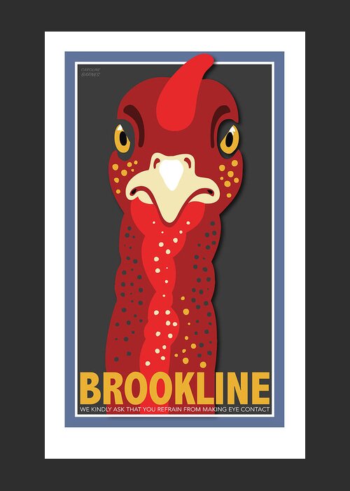 Brookline Turkeys Greeting Card featuring the digital art Turkey Stare by Caroline Barnes