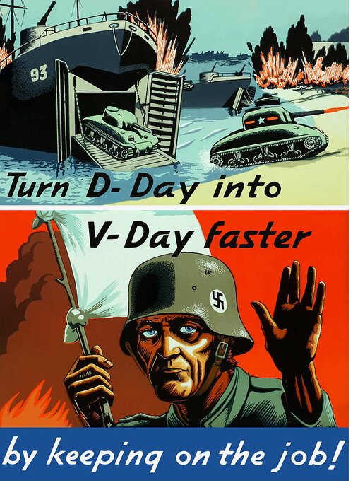 D Day Greeting Card featuring the painting Turn D-Day Into V-Day Faster by War Is Hell Store