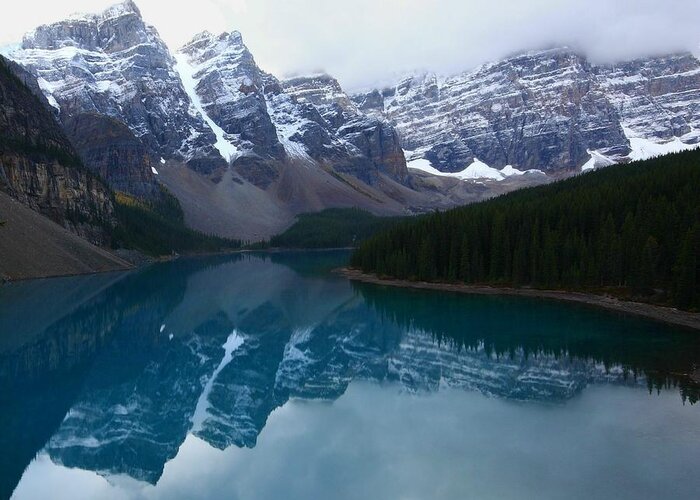 Banff Greeting Card featuring the photograph Turquoise reflection at Moraine Lake by Jetson Nguyen