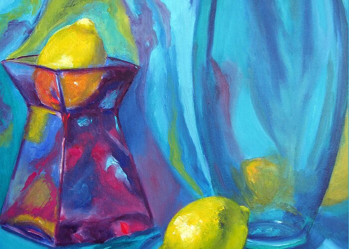Still Life Greeting Card featuring the painting Turquoise by Lisa Boyd
