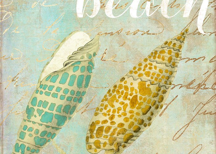Nautilus Greeting Card featuring the painting Turquoise Sea Shells by Mindy Sommers