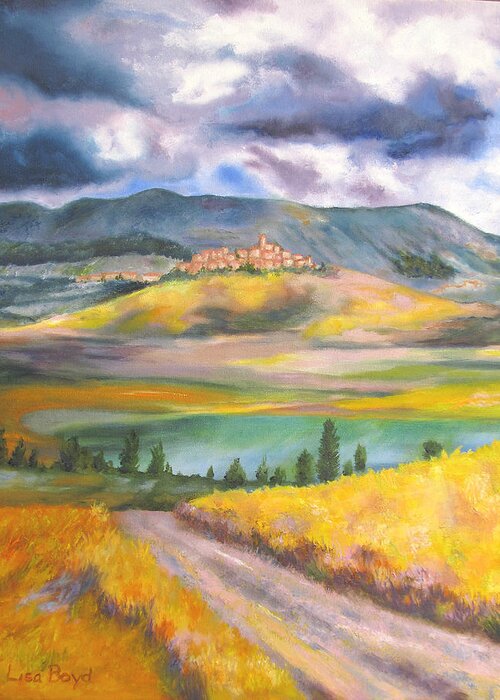 Tuscany Greeting Card featuring the painting Tuscan Landscape by Lisa Boyd