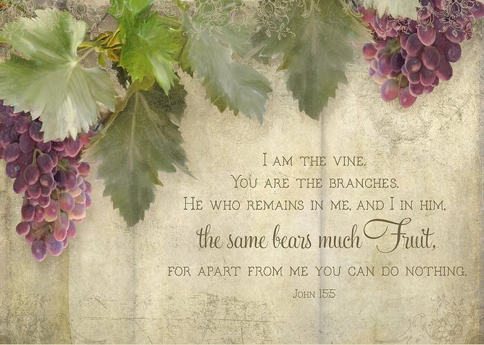 Tuscan Greeting Card featuring the painting Tuscan Vineyard - Rustic Wood Fence Scripture by Audrey Jeanne Roberts