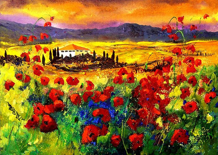 Landscape Greeting Card featuring the painting Tuscany 68 by Pol Ledent