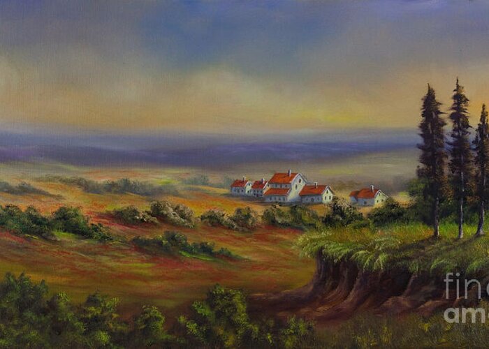 Tuscany Painting Greeting Card featuring the painting Tuscany at Dusk by Charlotte Blanchard