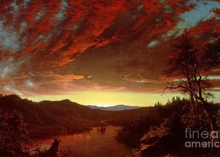 Twilight Greeting Card featuring the painting Twilight in the Wilderness by Frederic Edwin Church
