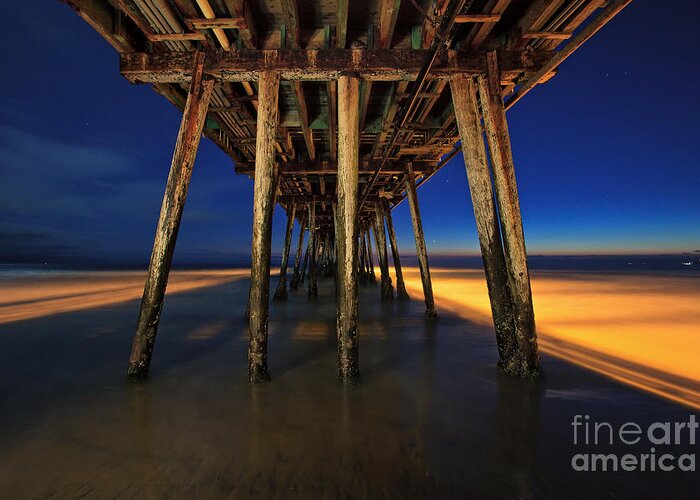 Imperial Beach Greeting Card featuring the photograph Twilight Under the Imperial Beach Pier San Diego California by Sam Antonio