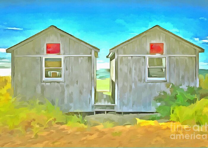 Cottage Greeting Card featuring the painting Twin Cottages Craigsville Beach Cape Cod by Edward Fielding
