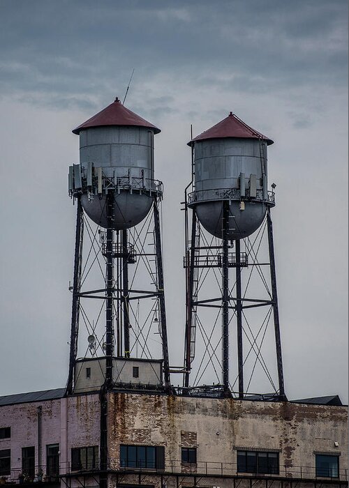 Twin Water Towers Greeting Card featuring the photograph Twin Water Towers by Paul Freidlund