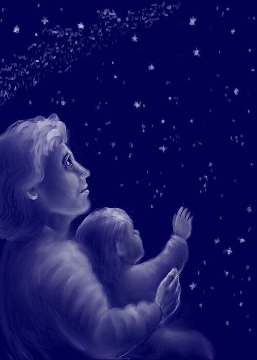 Sisters Greeting Card featuring the drawing Twinkle Twinkle Little Star by Dawn Senior-Trask