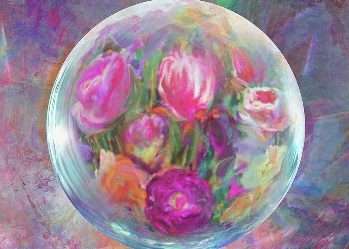 Tulip Abstract Greeting Card featuring the digital art Tulip Twirl by Robin Moline
