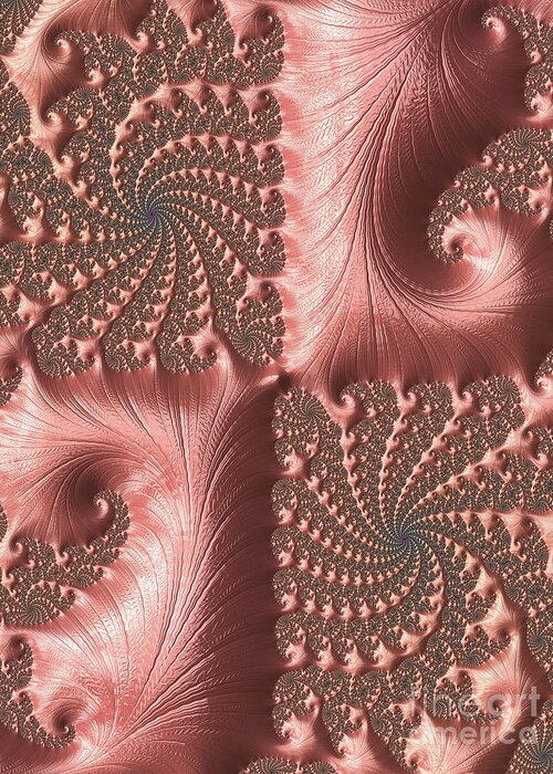 Fractal Greeting Card featuring the digital art Twisted Coral by Elaine Teague