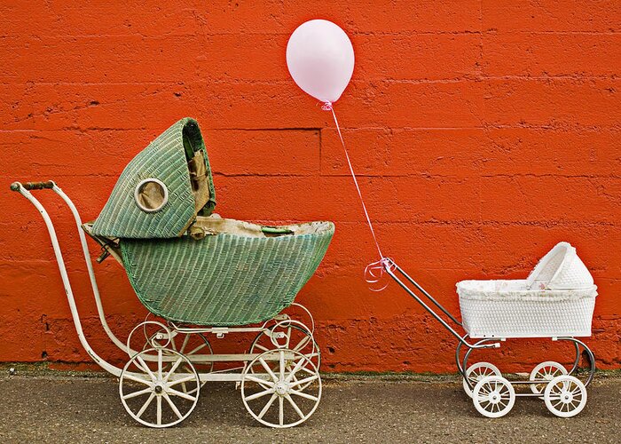 Baby Buggy Greeting Card featuring the photograph Two baby buggies by Garry Gay