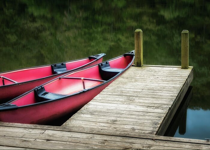 Devils Den Greeting Card featuring the photograph Two Canoes by James Barber