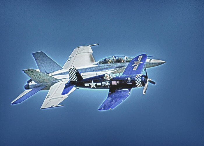 Airplanes Greeting Card featuring the photograph Two Fighters 01 by Ross Powell
