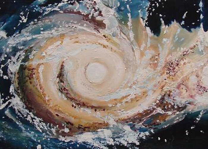 Galaxies Greeting Card featuring the painting Two Galaxies Colliding by Laara WilliamSen