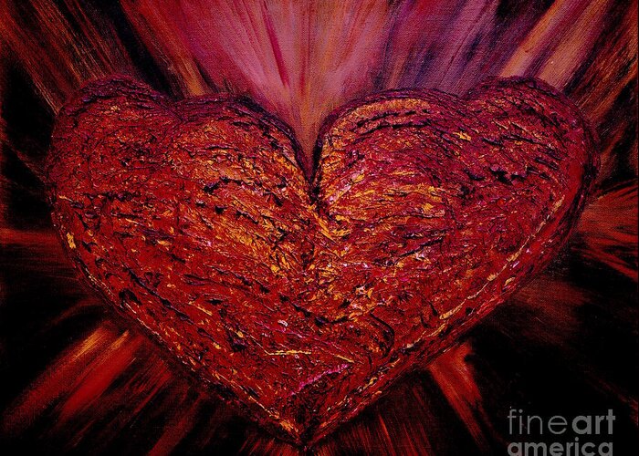 Abstract-painting Greeting Card featuring the painting Two Hearts Become One Heart by Catalina Walker