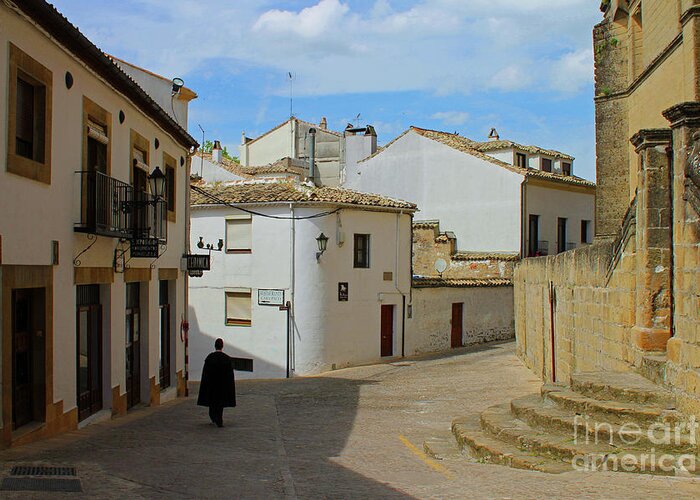 Baeza Greeting Card featuring the photograph Man Wearing Spanish Cape in Baeza by Nieves Nitta