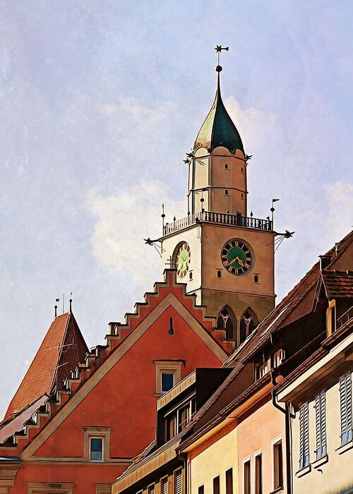Uberlingen Greeting Card featuring the photograph Uberlingen roofs by Tatiana Travelways