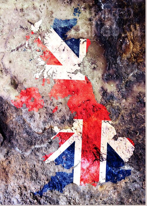 Uk Greeting Card featuring the digital art UK Flag Map by Michael Tompsett