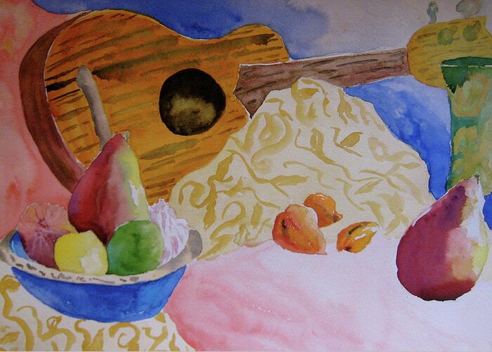 Ukelele Greeting Card featuring the painting Ukelele by Beverley Harper Tinsley