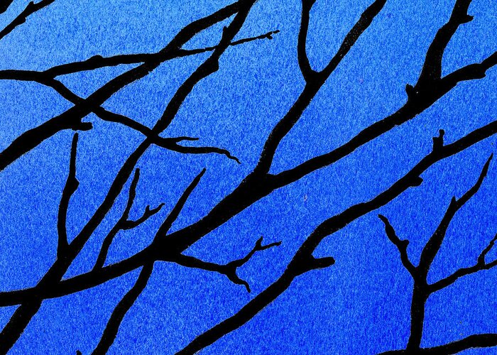 Winter Forest Greeting Card featuring the painting Ultramarine Forest Winter Blues II by Irina Sztukowski