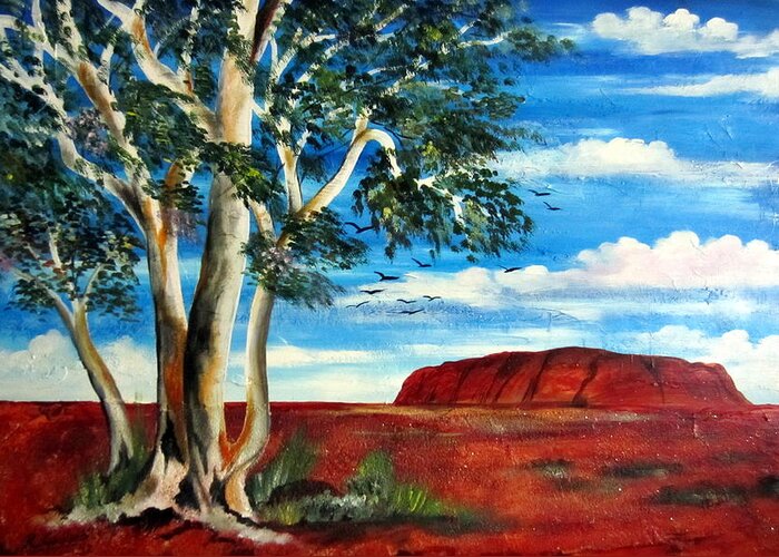 Australia Greeting Card featuring the painting Uluru Ayers Rock by Roberto Gagliardi